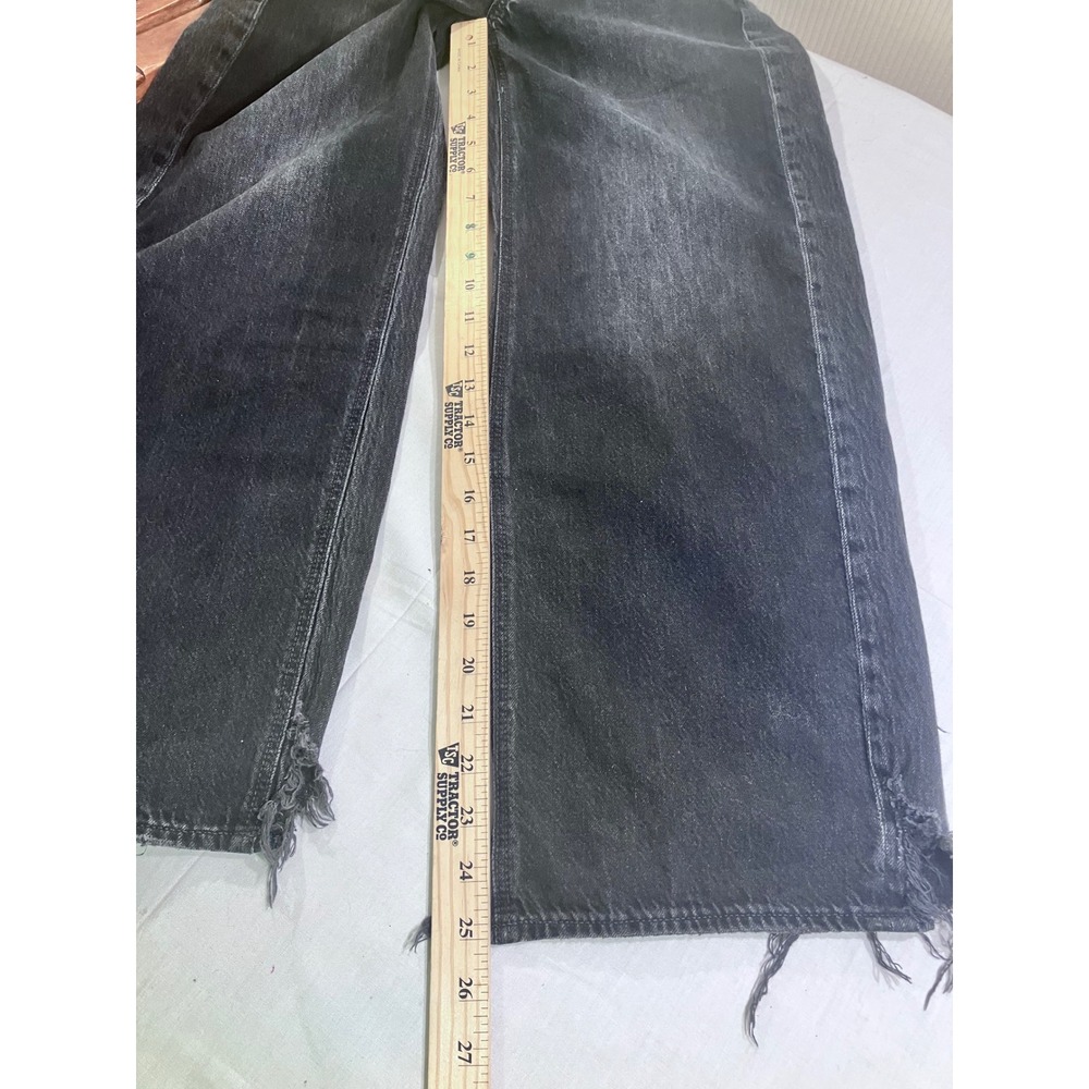 American Eagle Super High Rise Baggy Wide Leg Ankle Jeans Faded Black Strigid 00 - Picture 5 of 10